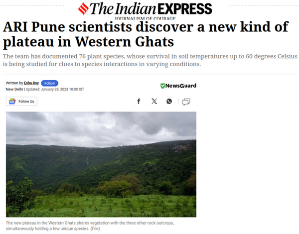 New Plateau Discovered in Western Ghats